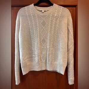 Autumn Cashmere Light Gray Cable Knit Sweater